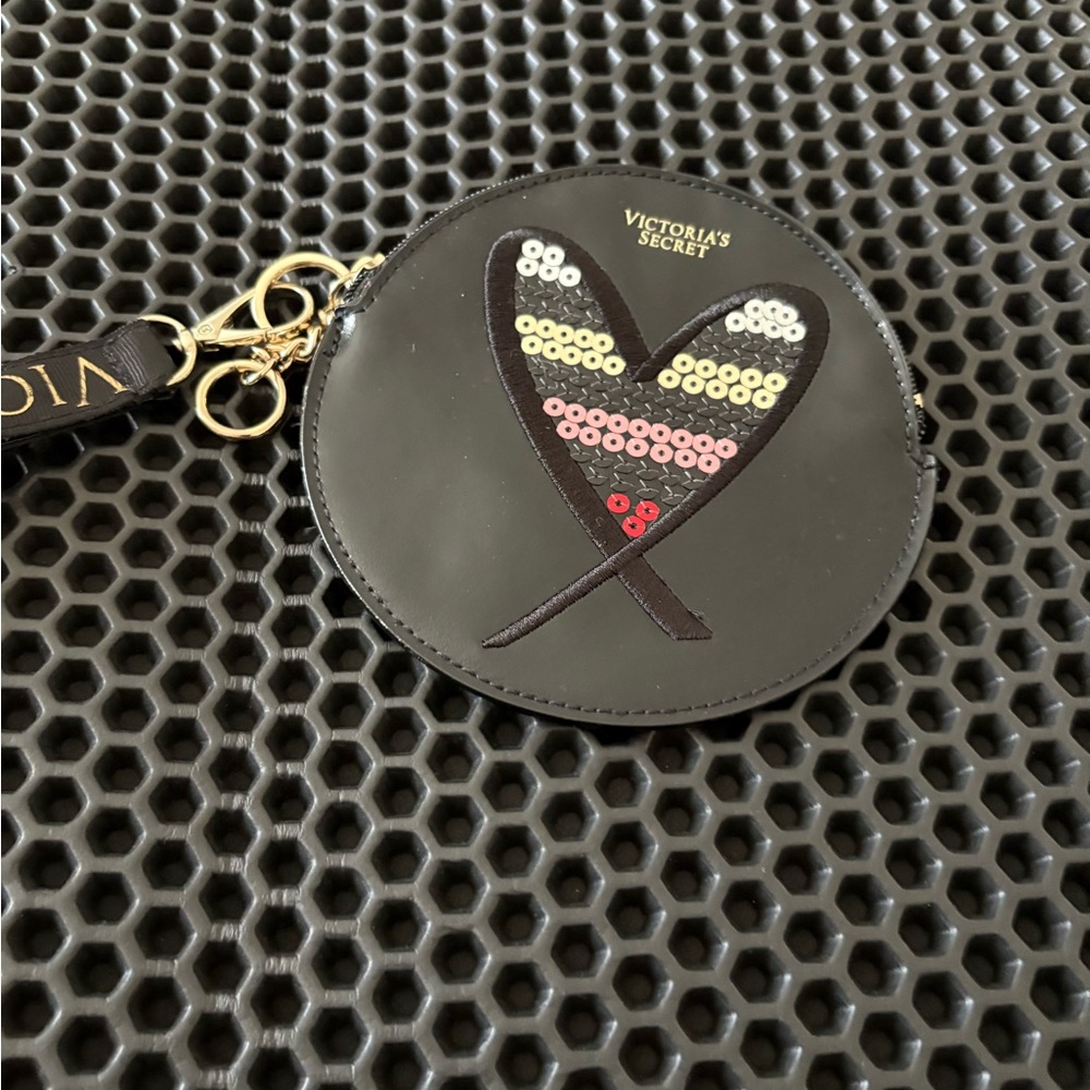 Victoria's Secret Black Sequin Heart Pouch